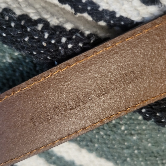 Jos A Bank Brown Italian Leather Belt Mens Sz 38 Brass Buckle Dress Work - Picture 5 of 8